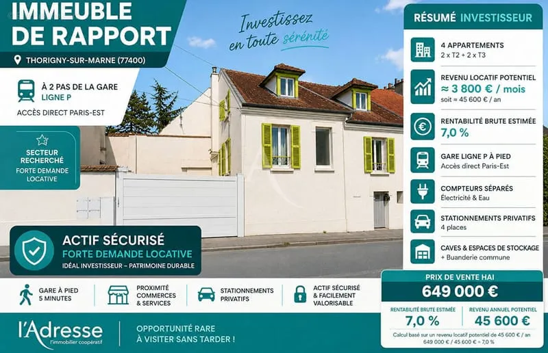 Immeuble de rapport Thorigny Sur Marne 10 pièce(s) - Photo 1