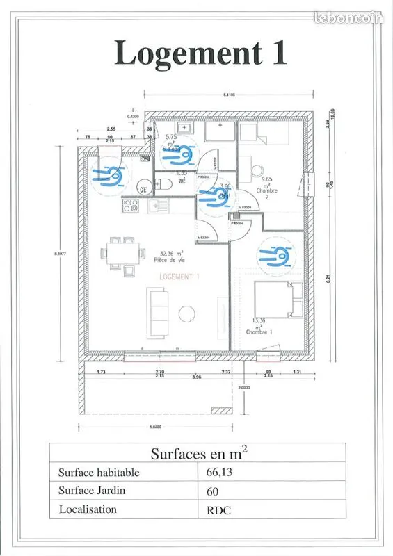 Immeuble 3 pièces 64 m² - Photo 1