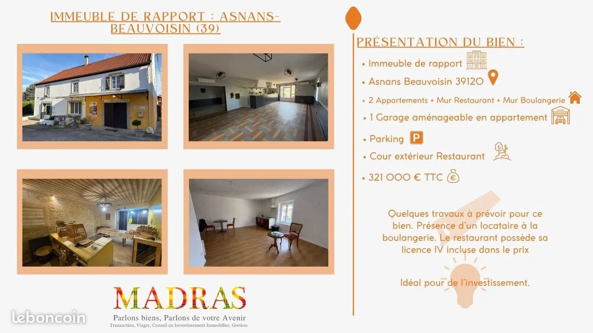 🏗️ OPPORTUNITÉ INVESTISSEUR : Immeuble Mixte au Coeur d'Asnans- Beauvoisin (39) - Photo 1