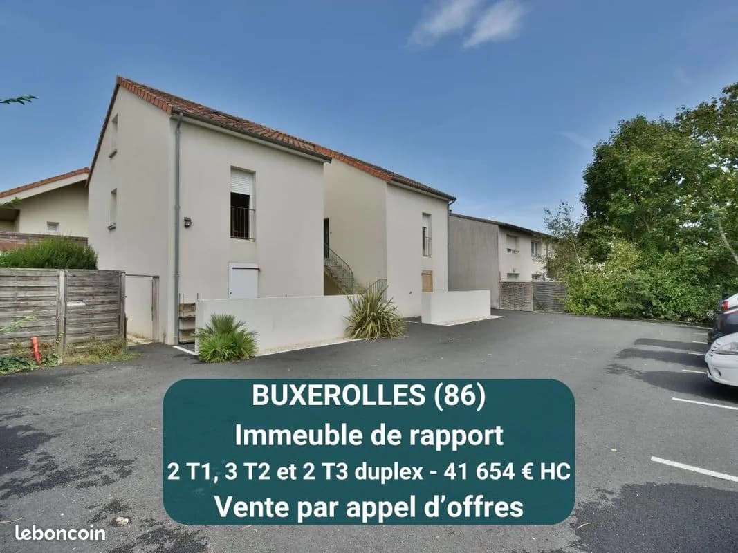 Buxerolles 86180, immeuble de rapport pour investir sur Poitiers, 7 lots nus (2 studios, 3 T2 et 2 T3 duplex), loyer 41 861.52 - Photo 1