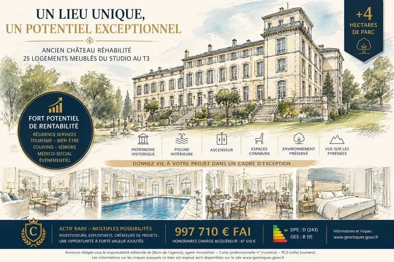 À VENDRE ENSEMBLE IMMOBILIER DE CARACTÈRE ANCIEN CHÂTEAU - Photo 1