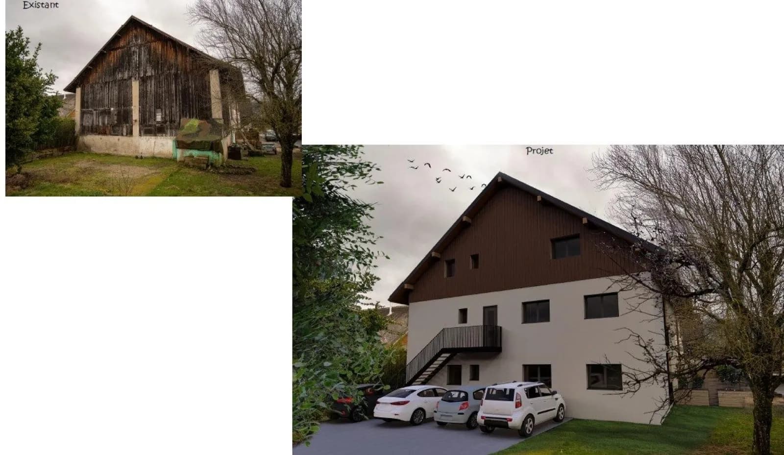 A Vallières-sur-Fier, Permis accepté pour création de Deux appartements (dont 1 duplex) avec 4 places de parking privatives.es - Photo 1